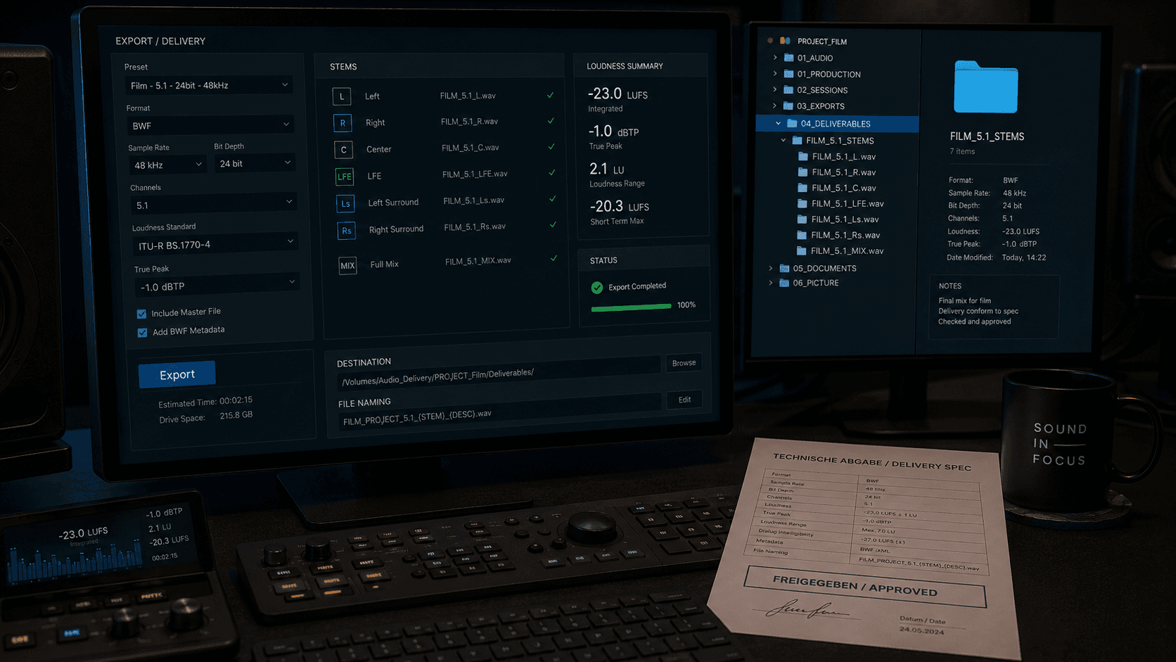 Workflow für Audio-Delivery und finale Exporte